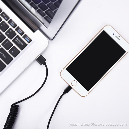 Wholesale Coiled Mini USB Cable Right-Angle 90 Degree USB 2.0A to Mini USB Spring Cable